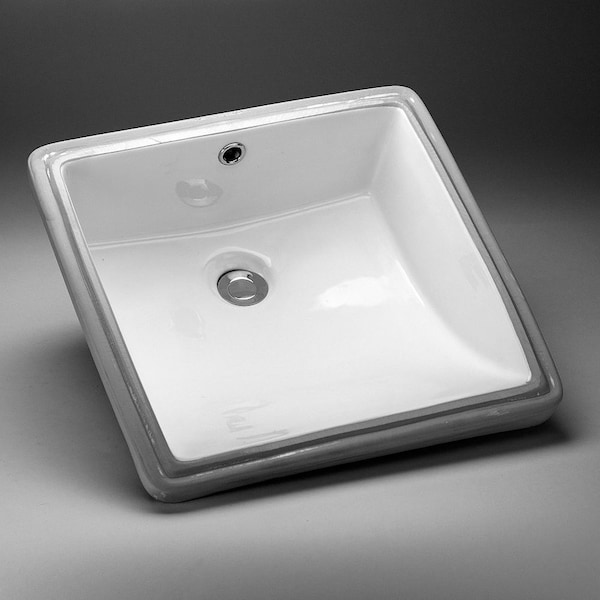 17 W CUPC Square Undermount Sink Set In White, Black Hardware, Overflow Drain Incl.